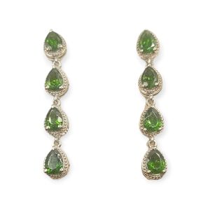 Diopside Dangle Drop Earrings